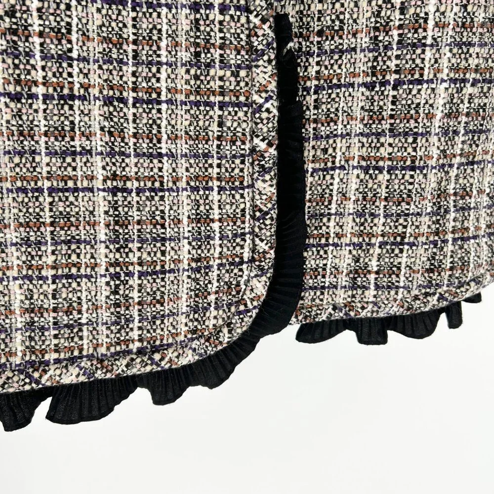 NWT Sandro Golden Tweed Ruffle Trim Skirt - Picture 6 of 12